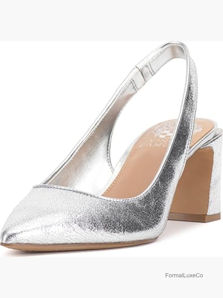 Women's Block Heel Slingback Pumps Pointed Toe Leather Dance Shoes